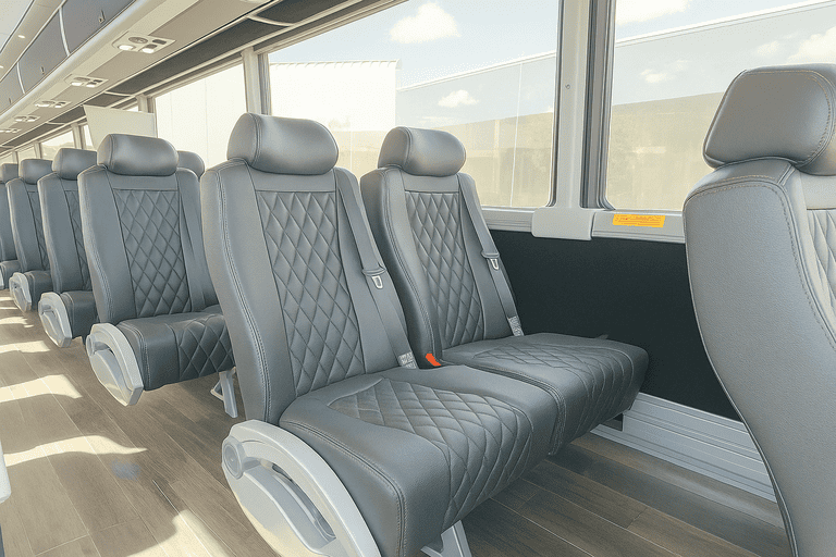 interior of Coach Bus Port St Lucie charter bus